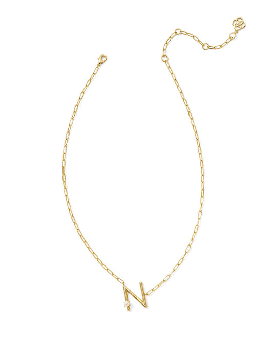 Pearl Initial N Short Pendant Necklace - Gold - Southern Belle Boutique