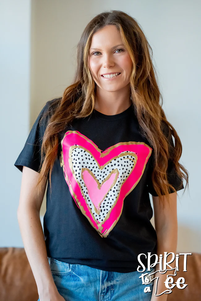 Pink Gold Heart SS Tee