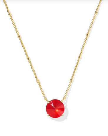 Jolie Short Pendant Necklace - Gold Red Illusion - Southern Belle Boutique
