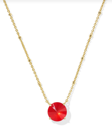 Jolie Short Pendant Necklace - Gold Red Illusion