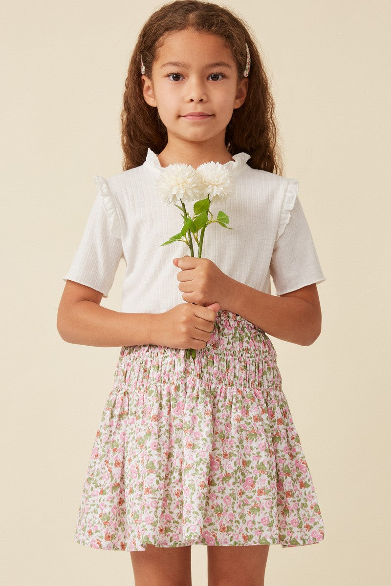 Ditsy Floral Elastic Detailed Skirt - Southern Belle Boutique