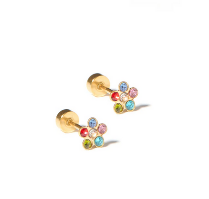 Screwback Stud Earrings - Lyla Flower Multi - Southern Belle Boutique