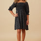 Black Floral Smocked Dress