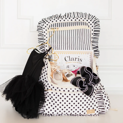 Black Polka Stripe Ruffled Nylon Diaper Bag