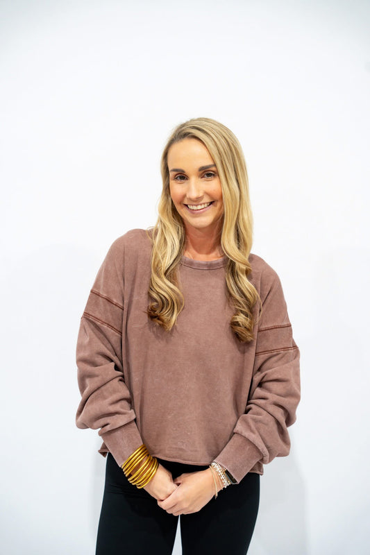 Chocolate Cutout Back Layering Sweatshirt