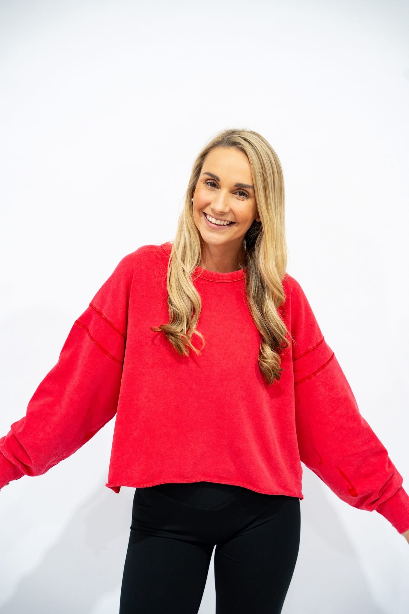 Cherry Cutout Back Layering Sweatshirt