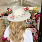 White Palm Hat w/Gold Cross - Southern Belle Boutique