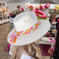 White Palm Hat w/Gold Burst - Southern Belle Boutique