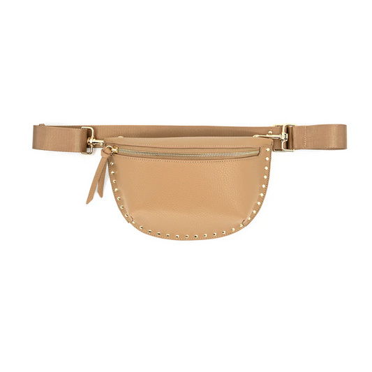 Camel Studded Edge Vegan Leather Fanny Pack