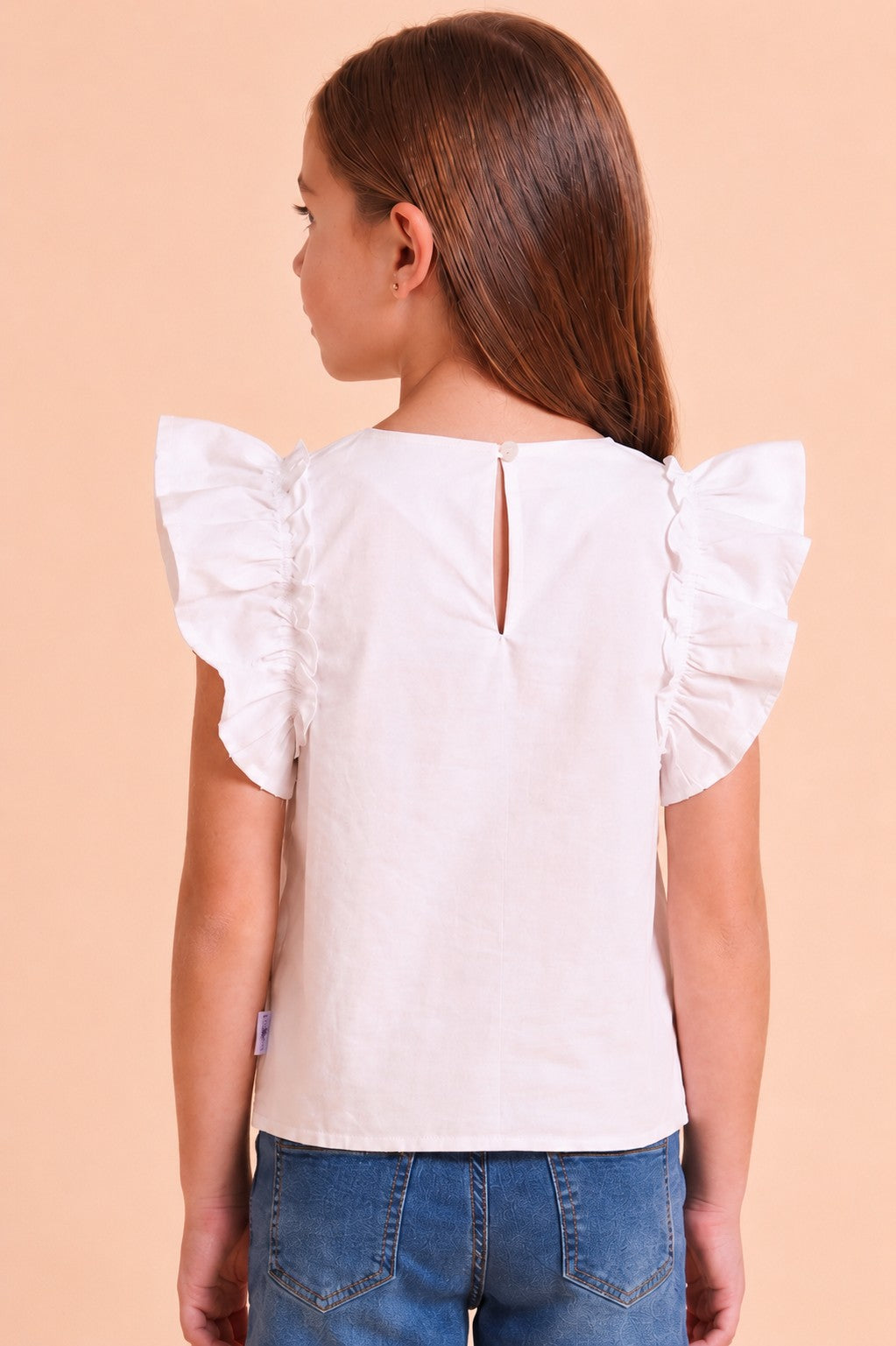 Red Helmet And Bow Patched Ruffled Tank