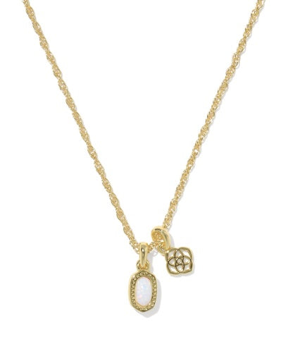 Mini Elisa Dira Necklace Gold Bright White Lab Grown Opal - Southern Belle Boutique