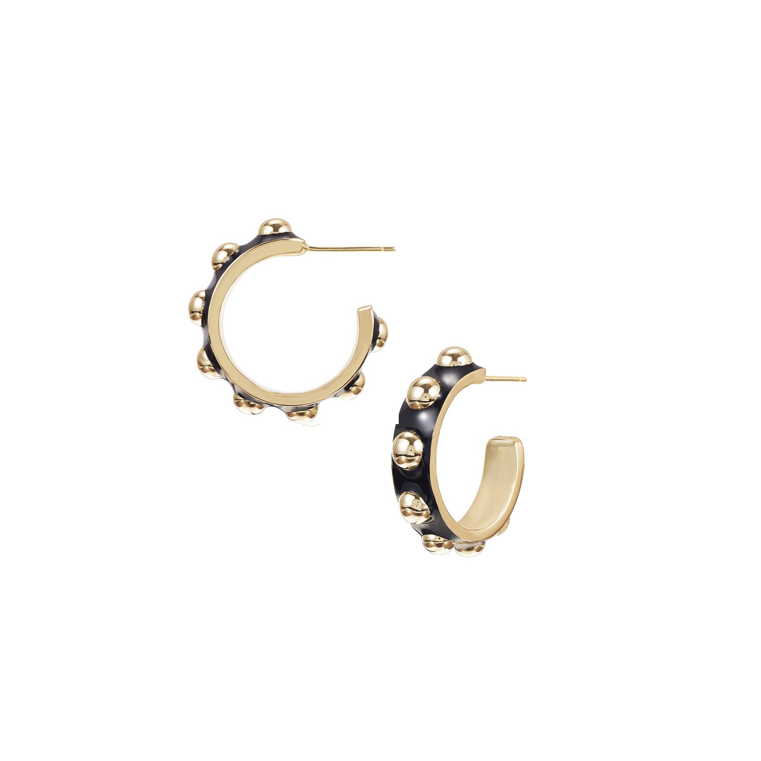 Enchanted Mini Beaded Hoop Earrings - Gold Black - Southern Belle Boutique