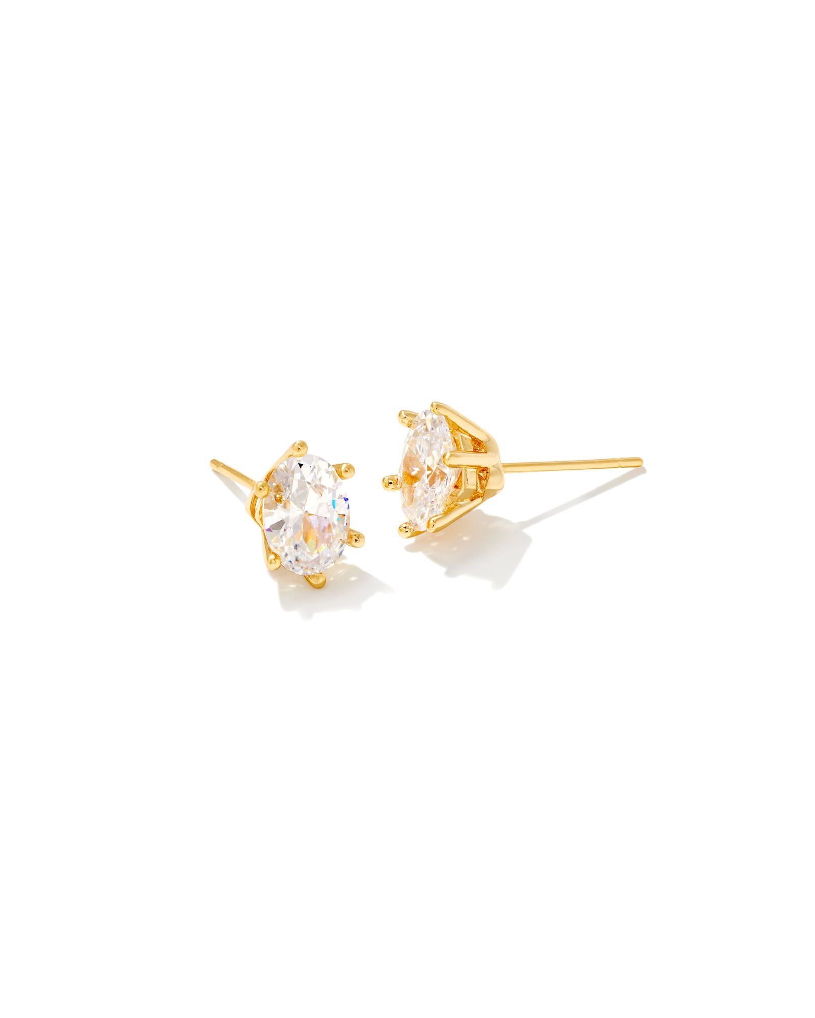 Cailin Crystal Stud Earrings Gold Metal White Cz - Southern Belle Boutique