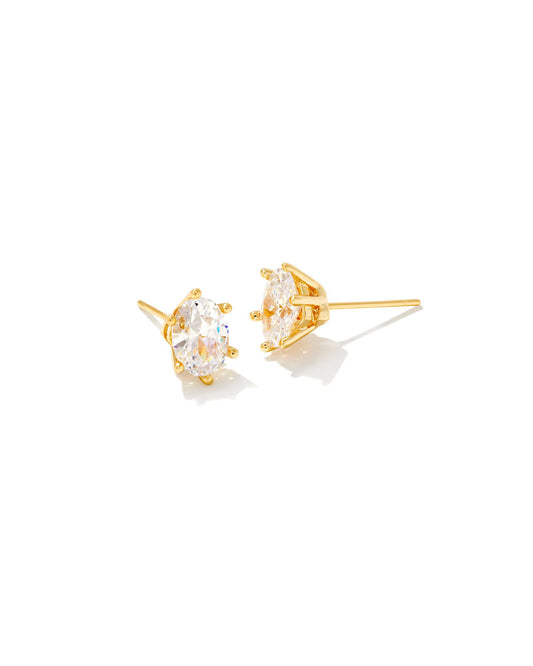Cailin Crystal Stud Earrings Gold Metal White Cz - Southern Belle Boutique