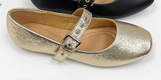 Pongo Mary Jane Flats - Gold