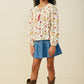 Cream Floral Tasseled Top