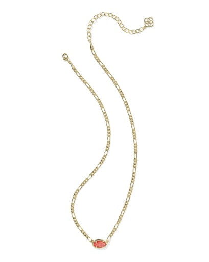 Elisa Figaro Chain Short Pendant Necklace Gold Papaya Iridescent Mother Of Pearl - Southern Belle Boutique