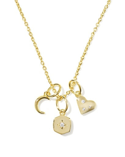 Arlene Charm Necklace Gold White Cz - Southern Belle Boutique