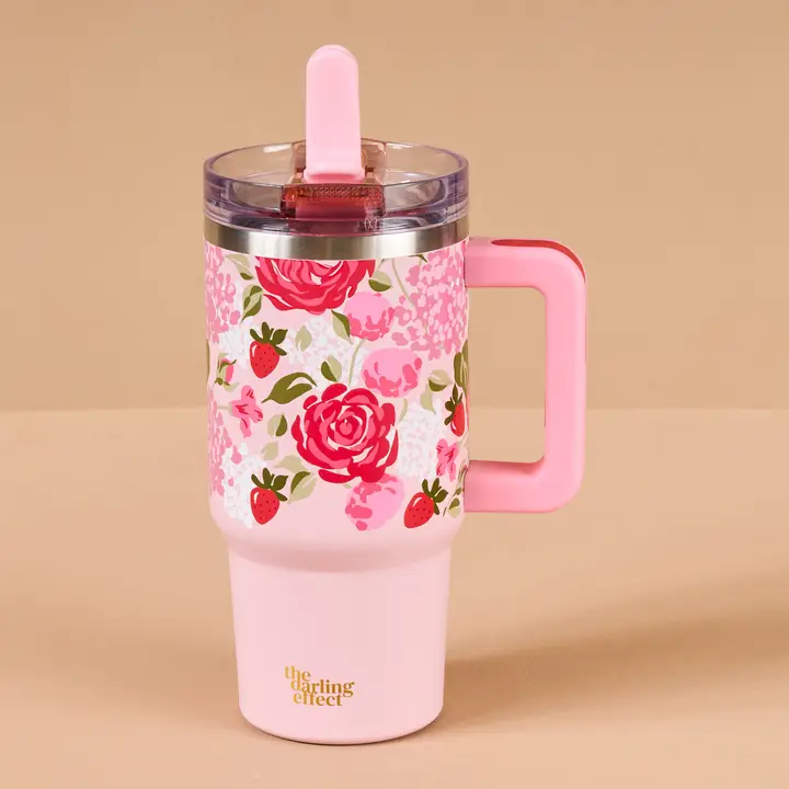20 oz Lifestyle Flip Straw Tumbler-Rose Garden