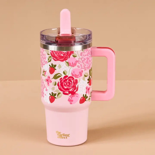 20 oz Lifestyle Flip Straw Tumbler-Rose Garden