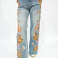 Flower Embroidery High Waist Flare Jean - Southern Belle Boutique