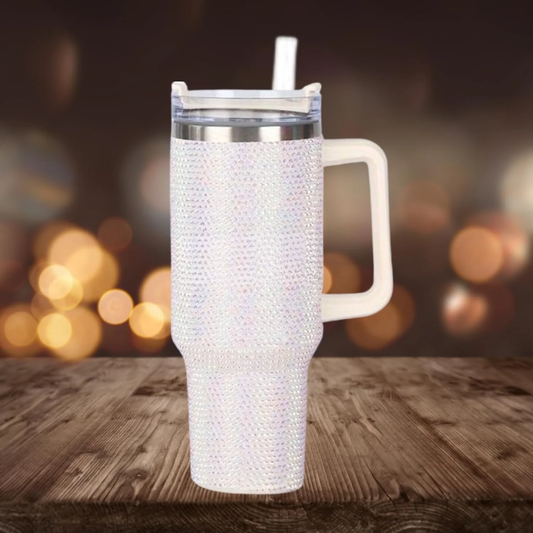 White Rhinestone Tumbler - Southern Belle Boutique
