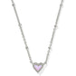 Mini Ari Heart Satellite Short Pendant Necklace - Silver Bubblegum Pink Kyocera Opal