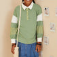 Olive Blocked Knit Rugby Shirt