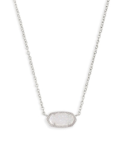 Elisa Short Pendant Necklace - Rhodium Iridescent Drusy - Southern Belle Boutique