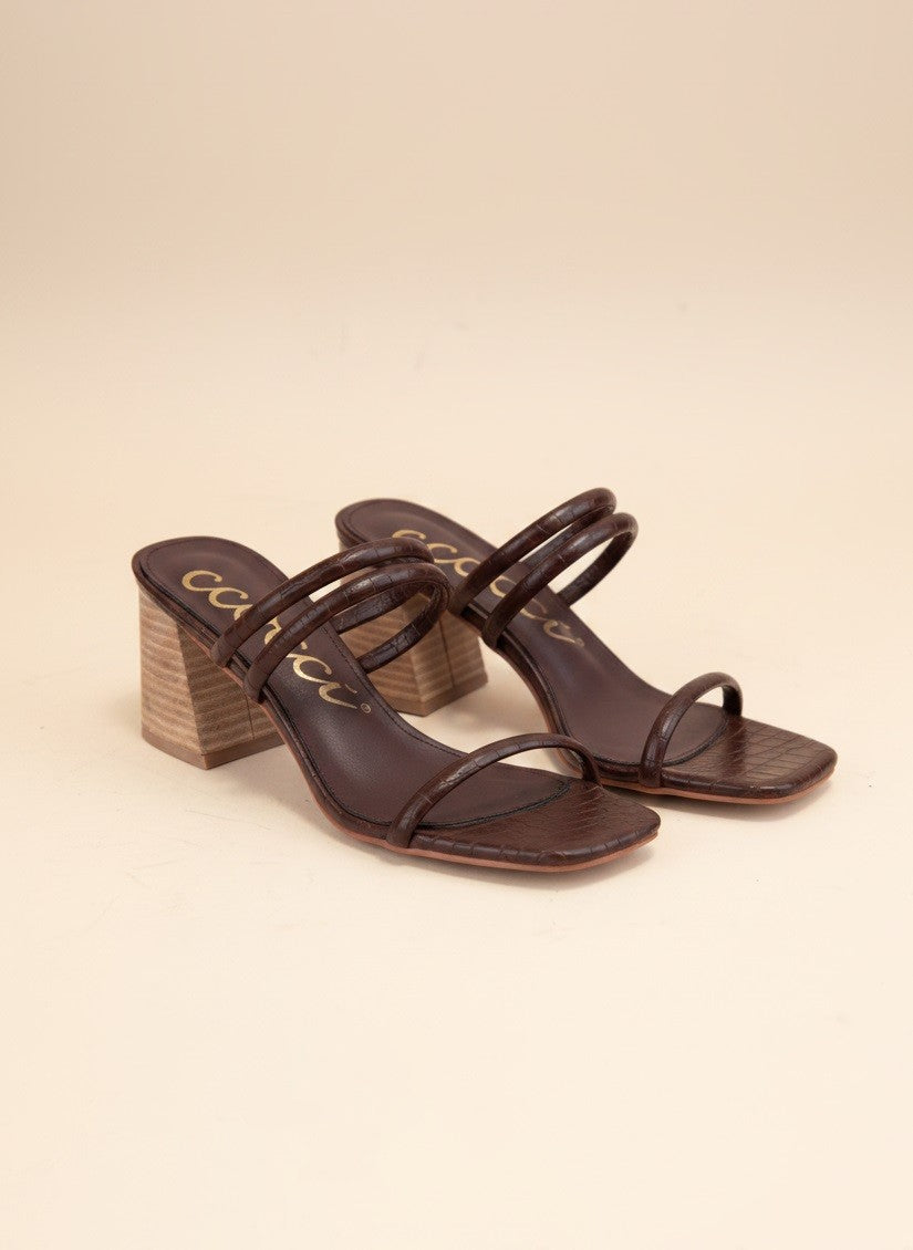 Heather Strap Heel - Chestnut Croc