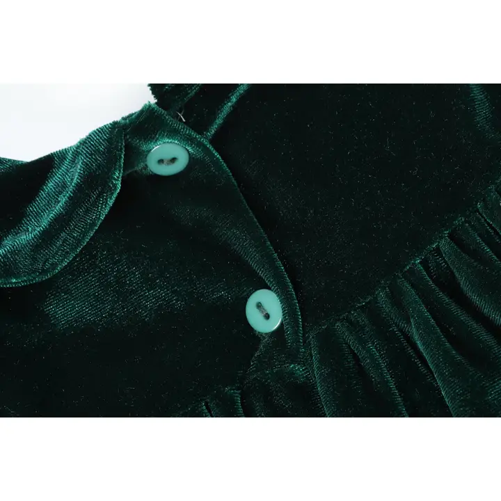 Green Velvet Flutter Sleeve Dress