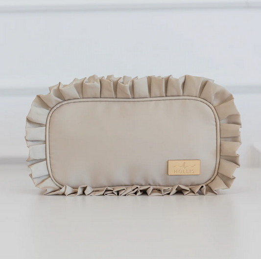 Ruffled Nylon Medium Pouch - Nude - Southern Belle Boutique
