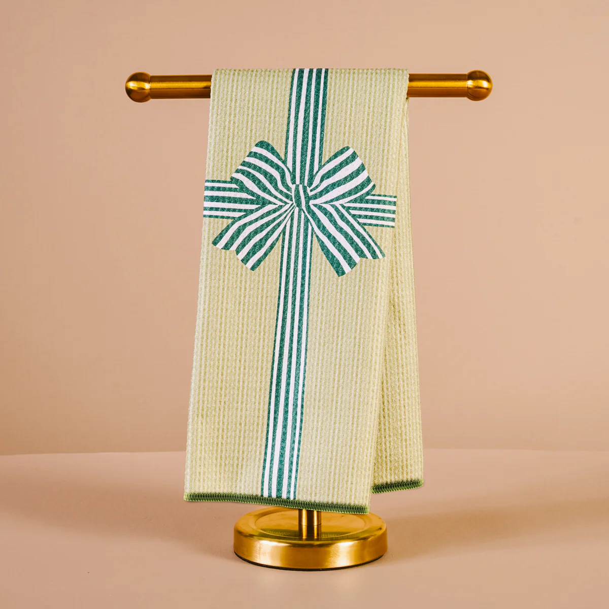 Holiday Gift Bow Green Waffle Tea Towel - Southern Belle Boutique