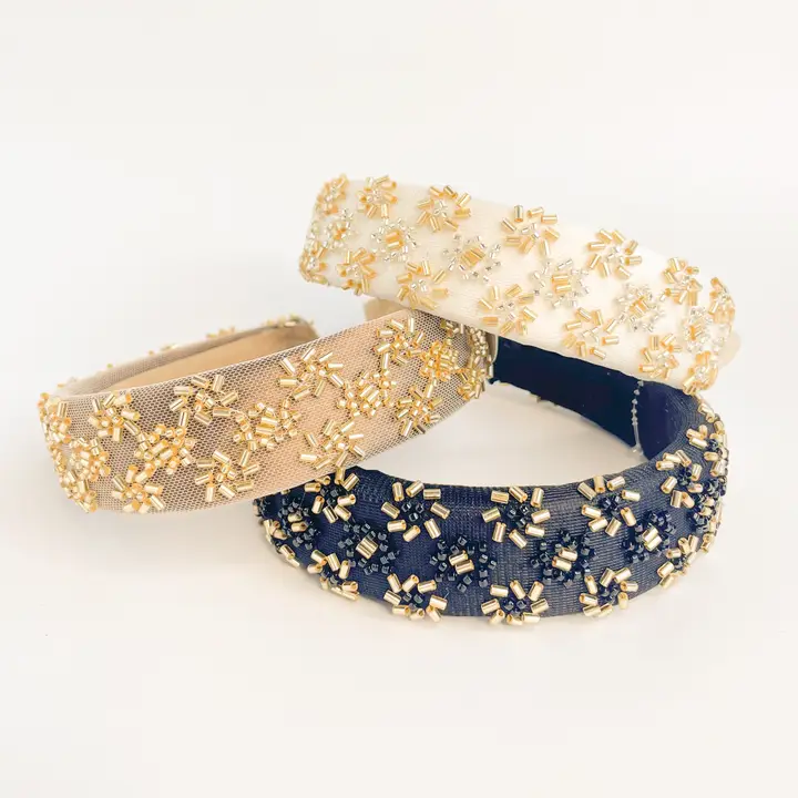 Beaded Metallic Starburst Padded Headband - Southern Belle Boutique