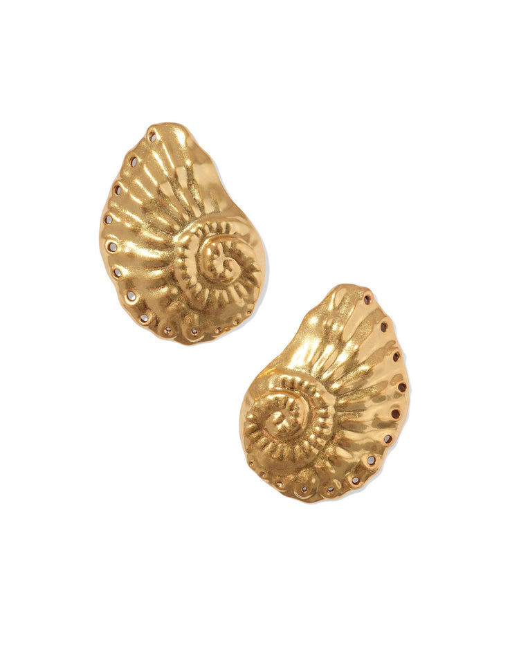 Marina Statement Stud Earrings - Vintage Gold