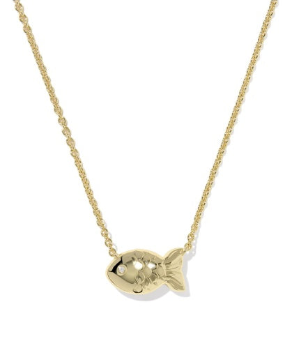 Parker Fish Short Pendant Necklace Gold Abalone Shell - Southern Belle Boutique