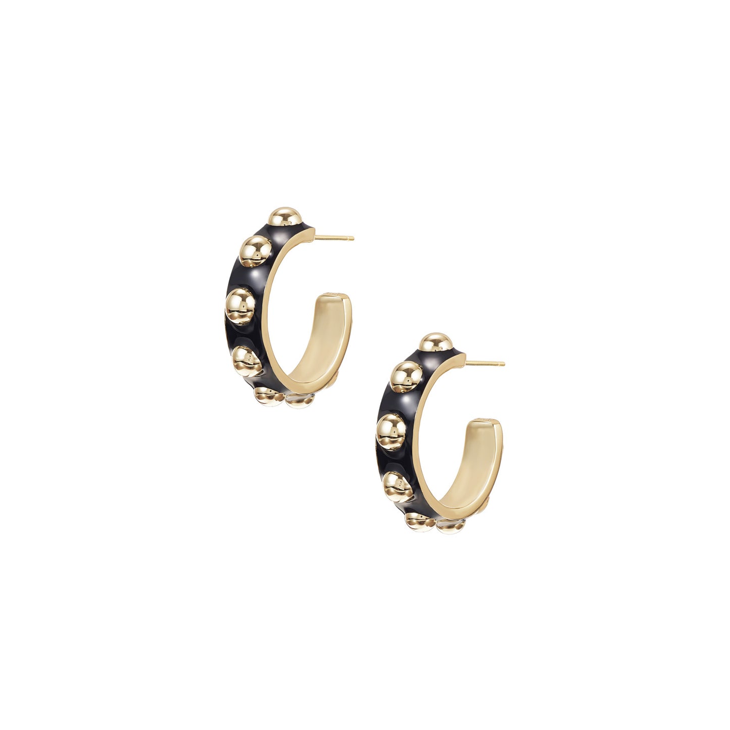 Enchanted Mini Beaded Hoop Earrings - Gold Black - Southern Belle Boutique