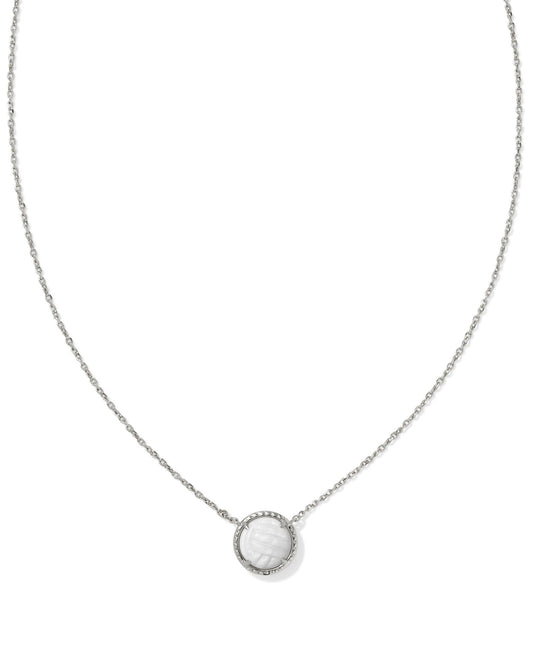 Volleyball Short Pendant Necklace Silver White Mother Of Pearl - Southern Belle Boutique