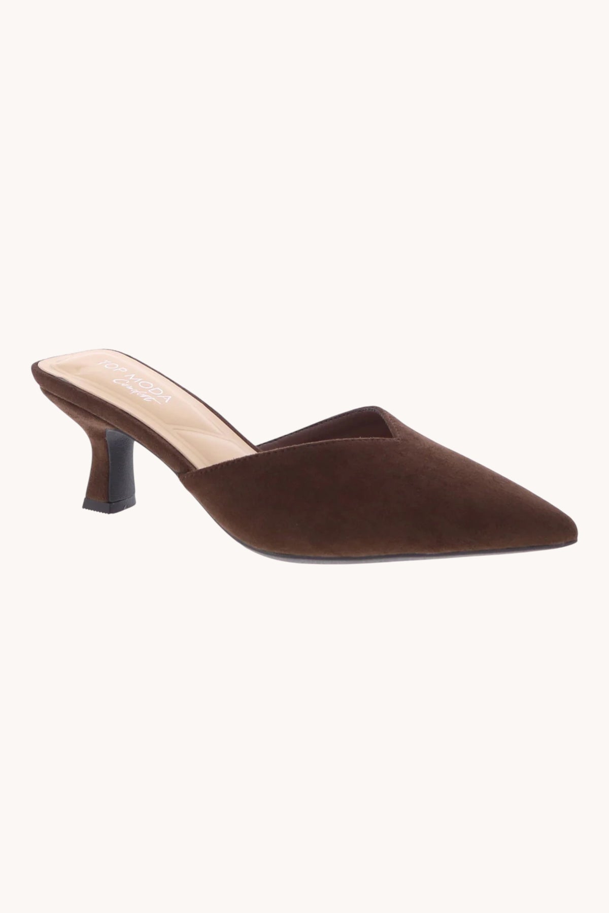 Morley 26 Suede Mule Kitten Heel - Brown