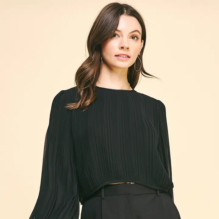 Black Pleated Blouse