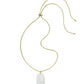 Danielle Riveted Long Pendant Necklace - Gold Ivory Mother Of Pearl - Southern Belle Boutique