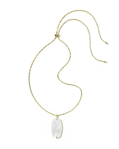 Danielle Riveted Long Pendant Necklace - Gold Ivory Mother Of Pearl - Southern Belle Boutique