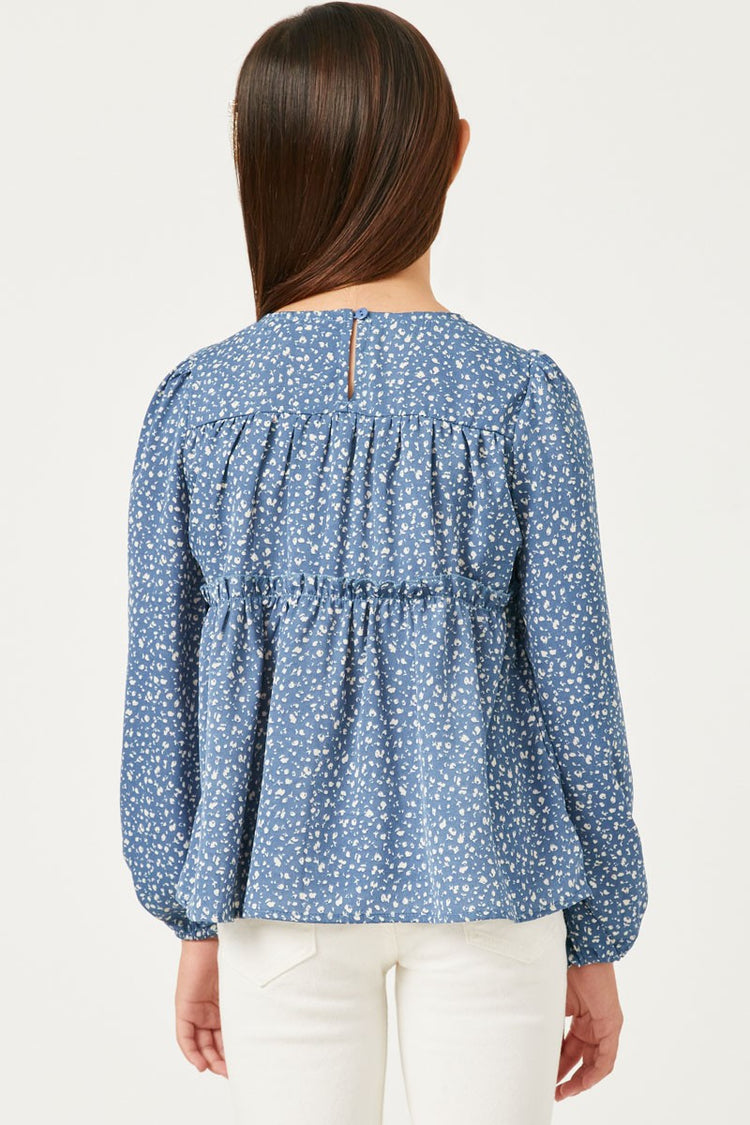 Blue Tasseled Long Sleeve Top