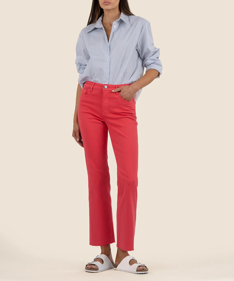 Kelsey High Rise Ankle Flare Jean - Strawberry - Southern Belle Boutique