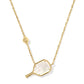 Pickleball Short Pendant Necklace Gold Ivory Mother Of Pearl