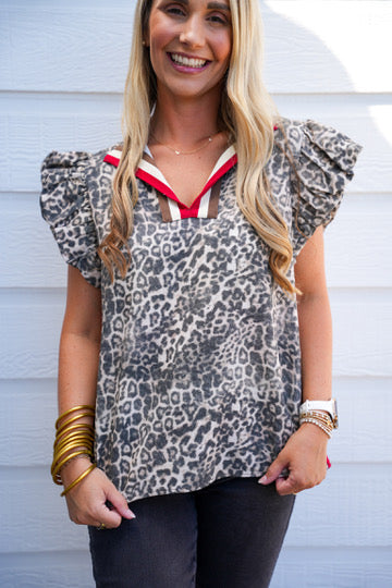 Animal Red Stripe Blouse