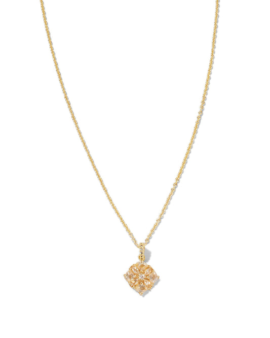 Dira Crystal Short Pendant Necklace Gold White Crystal - Southern Belle Boutique
