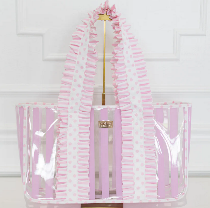 Cabana Club Carryall - Pink Polka Stripe - Southern Belle Boutique
