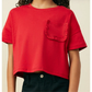 Red Ruffle Pocket Knit Tee
