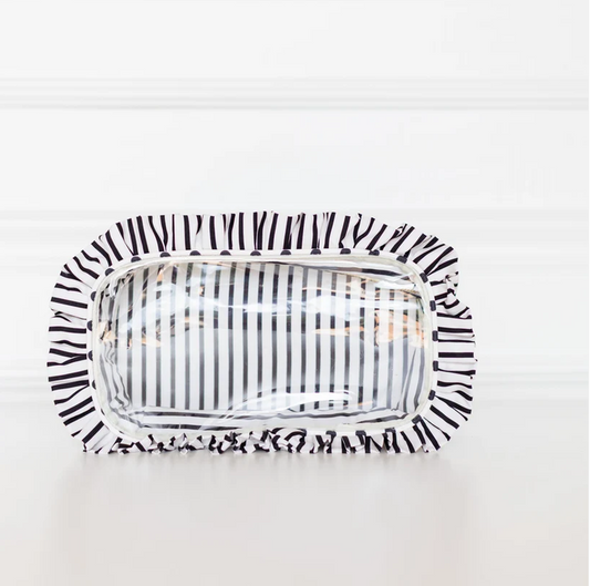 Ruffled Nylon Large Clear Pouch - Polka Stripe - Southern Belle Boutique